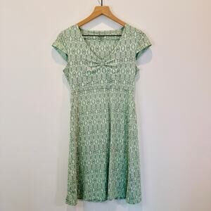 Toad & Co Rosemarie Dress Women's Small Green Aztec Cap Sleeves Travel Dress